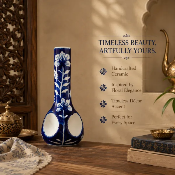 Cobalt Floral Artisan Bud Vase