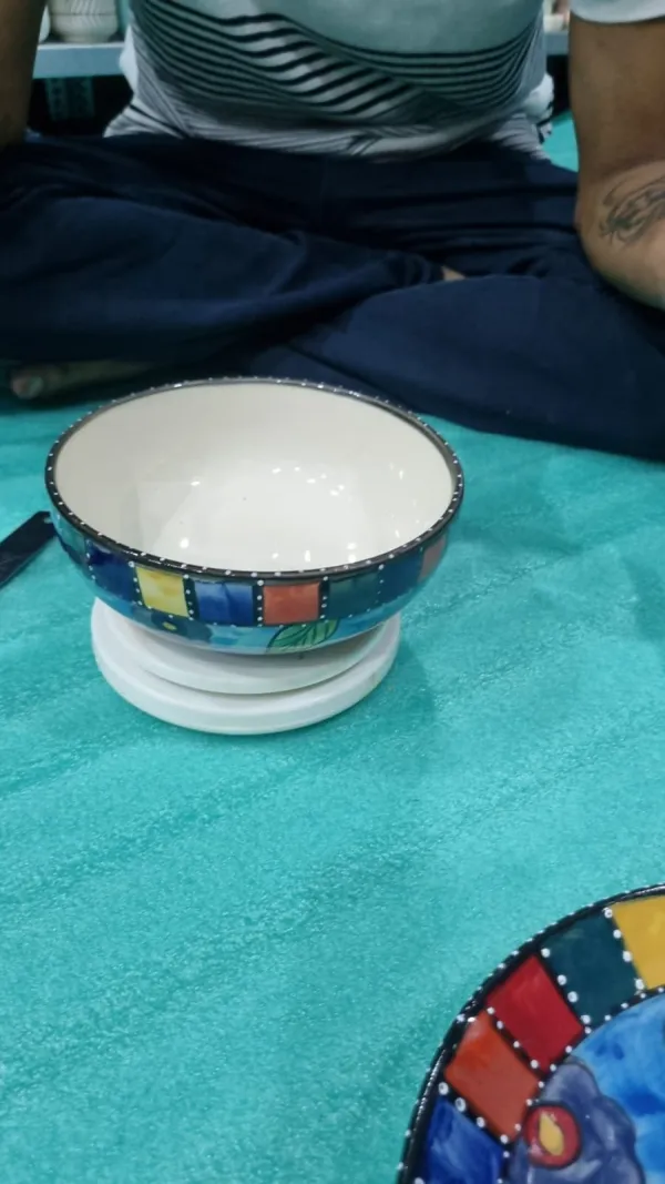 "Mosaic Artisan" Hand-Painted Serving Bowl