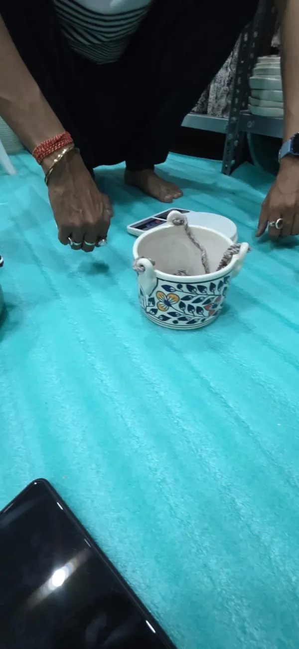 "Kriti" Hand-Painted Ceramic Hanging Planter Pot