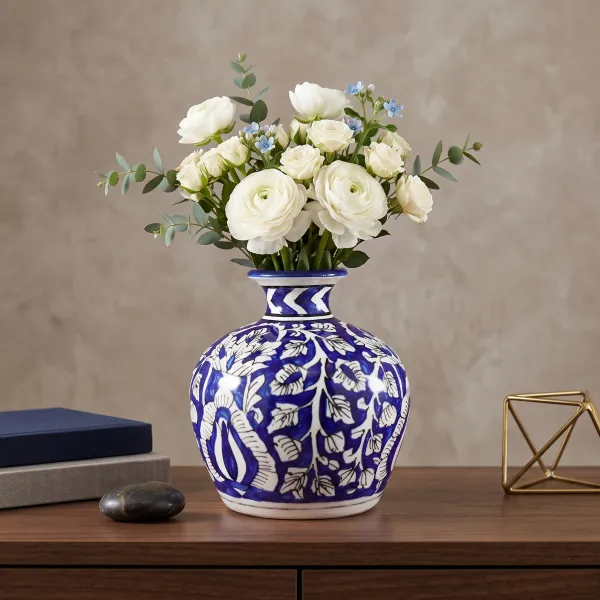 "Matika" Medium Hand-Painted Ceramic Pot Vase hover