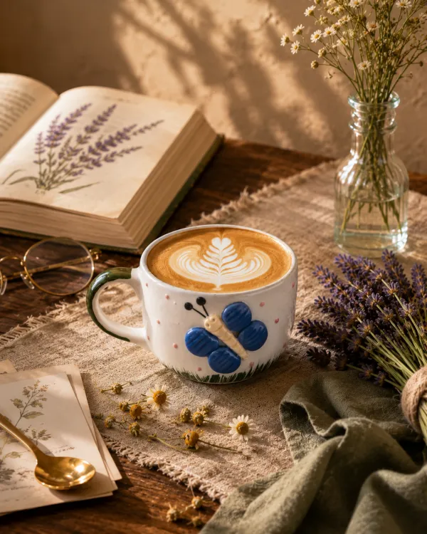 Embossed Azure Butterfly Artisan Cup