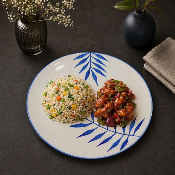 Nila Palm Hand-Painted Ceramic Dinner Plate hover