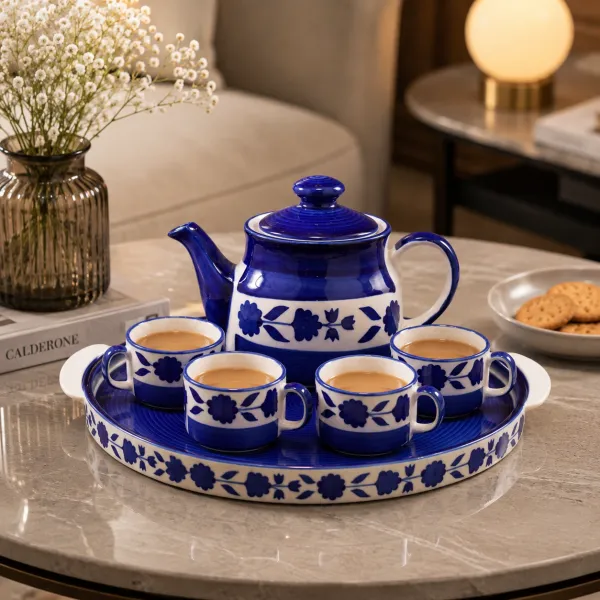 Hand-Painted Ceramic Tea Set with Kettle
