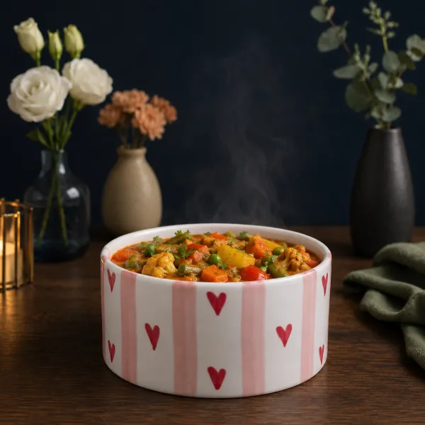 "Pyaar aur Patte" Hand-Painted Deep Ceramic Bowls (13cm) hover