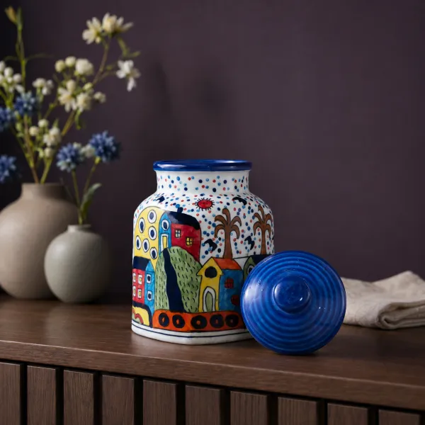 Artisan Hand-Painted Grand Square Ceramic Canister (2.5L) hover