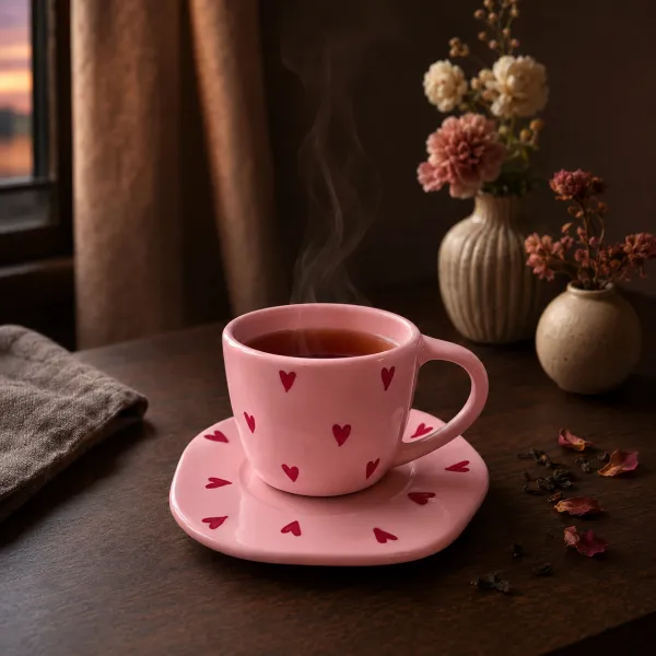 Decuslane "Sweetheart Wavy" Ceramic Cup & Saucer Set