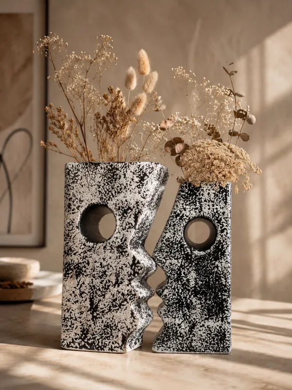 "Affinitas" Interlocking Cubist Ceramic Vase Set hover