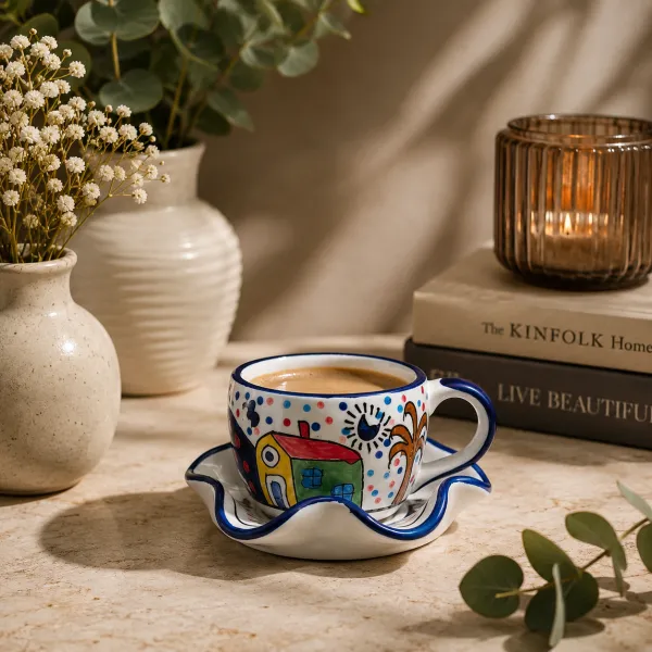 Hand-Painted Cup & Saucer Set hover
